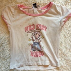 Princess Polly Wild West White & Pink Rodeo Tee US Size 2